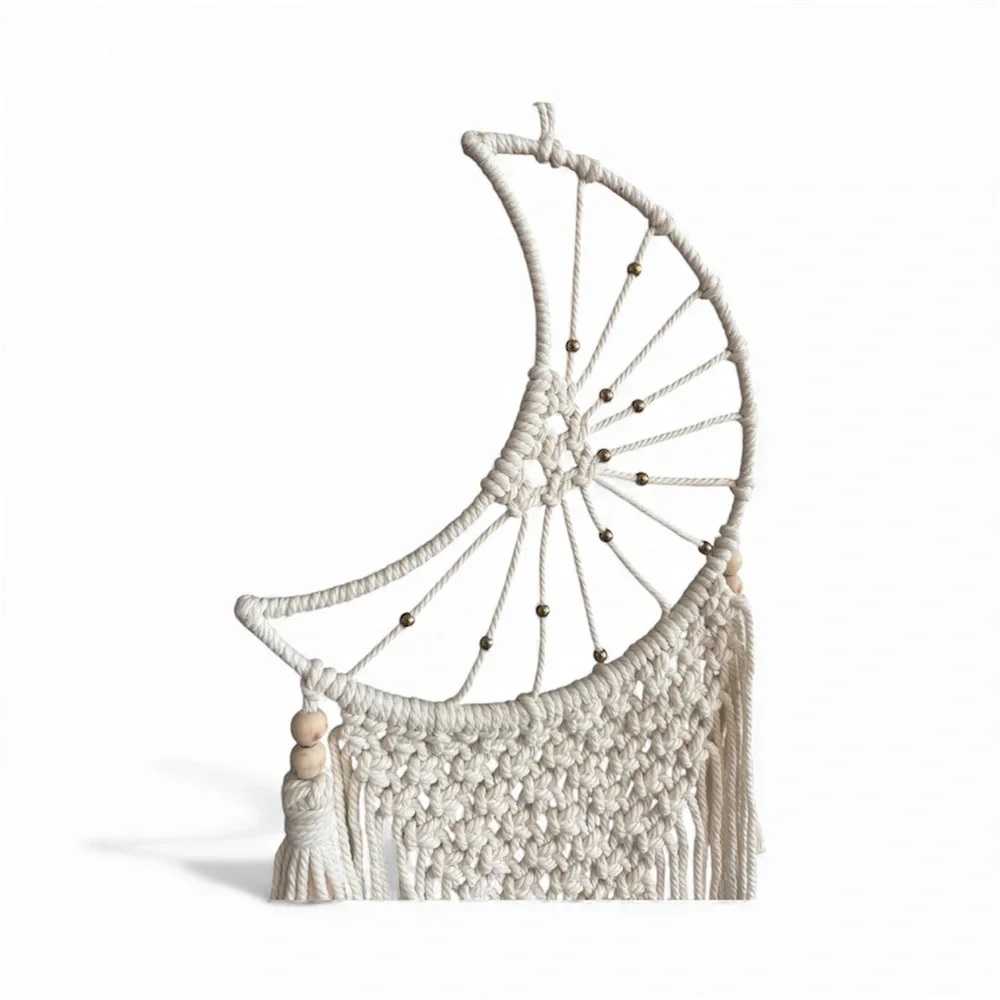 Boho Moon Dreamcatcher-Style Wall Hanging NWOT